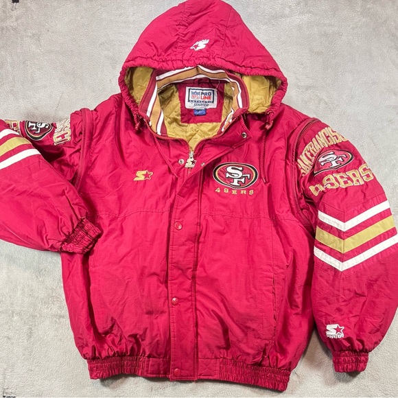 STARTER Other - Rare 90’s  San Francisco 49ers Starter Jacket Removable Hood And Sleeves XL 🔥